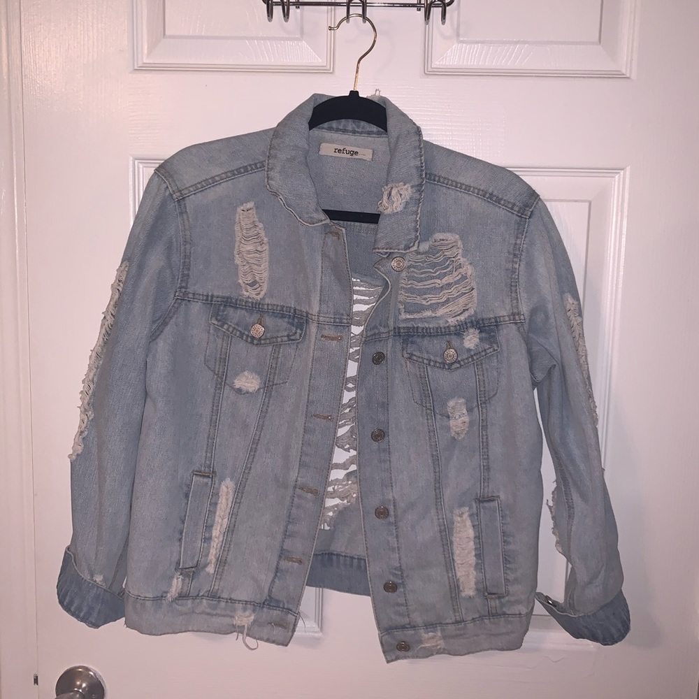 Oversized light wash denim jacket